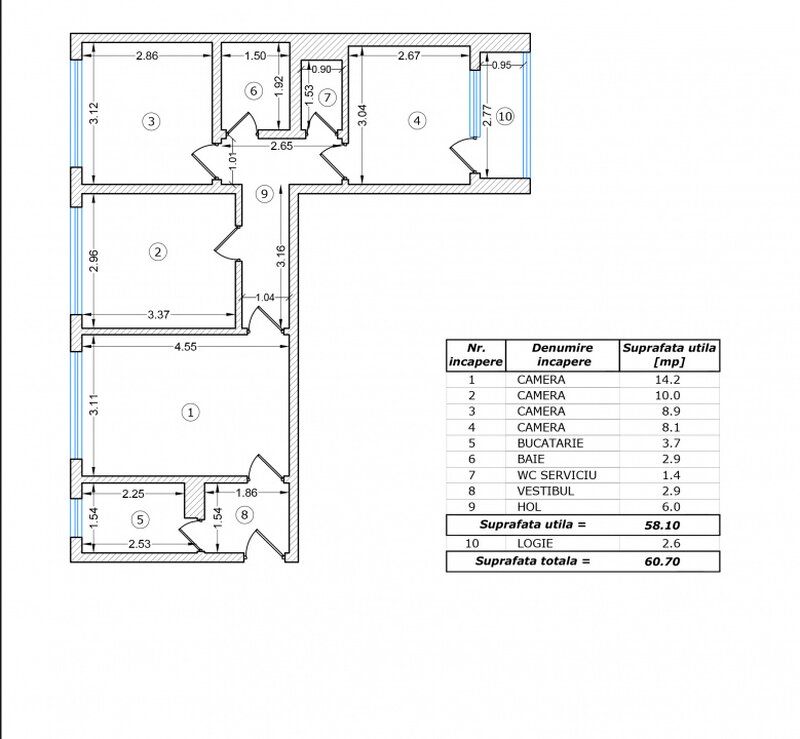 Apusului, Lacul Zanoaga nr. 33, 61 mp, 4 camere, vedere mixta.
